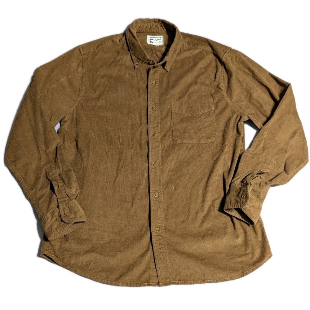 Bearbottom Corduroy Button Down Shirt Mens Large Brown Cotton Stretch